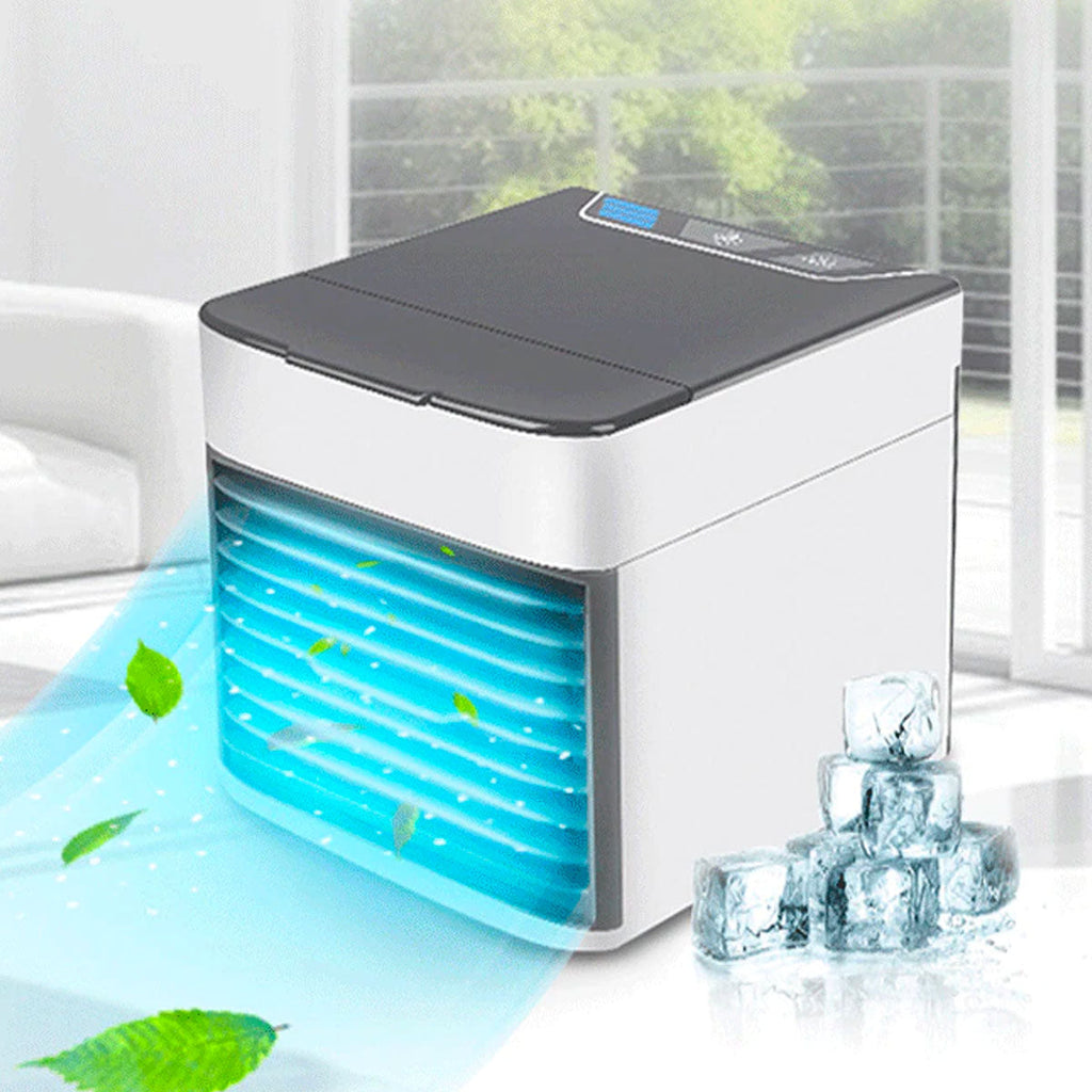 Refroidisseur d'air 3-en-1 avec ventilateur, humidificateur et purificateur d'air – Portable, silencieux et avec lampe de nuit LED