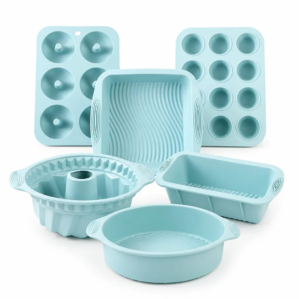Ensemble de Moules en Silicone 6 Pièces – Moules Flexibles Antiadhésifs pour Gâteaux et Pâtisseries