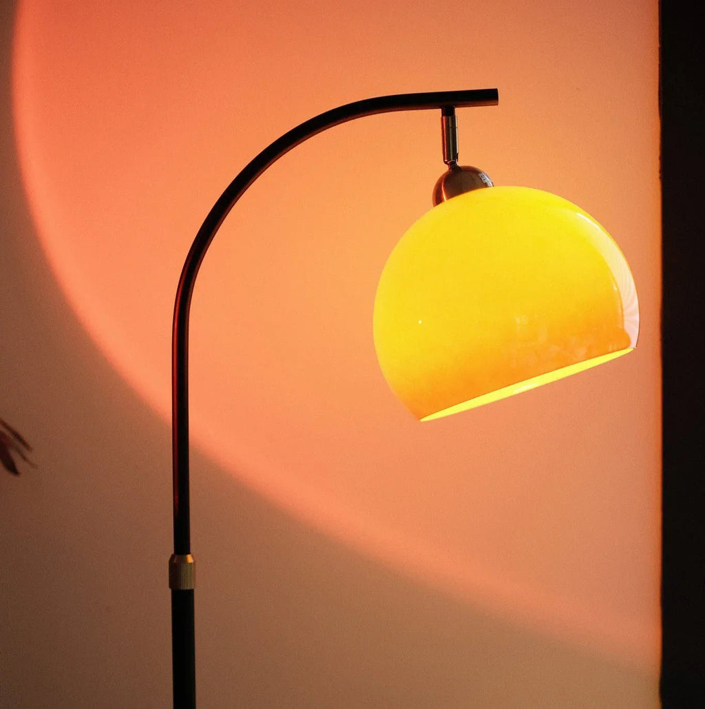 Lampe sur pied Bauhaus Arc avec Abat-jour en Verre – Lampe Design Minimaliste