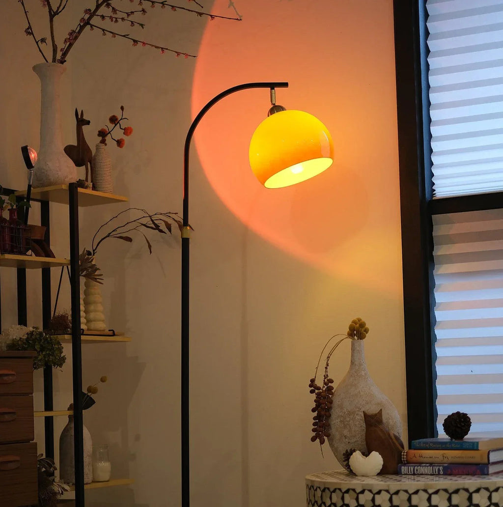 Lampe sur pied Bauhaus Arc avec Abat-jour en Verre – Lampe Design Minimaliste