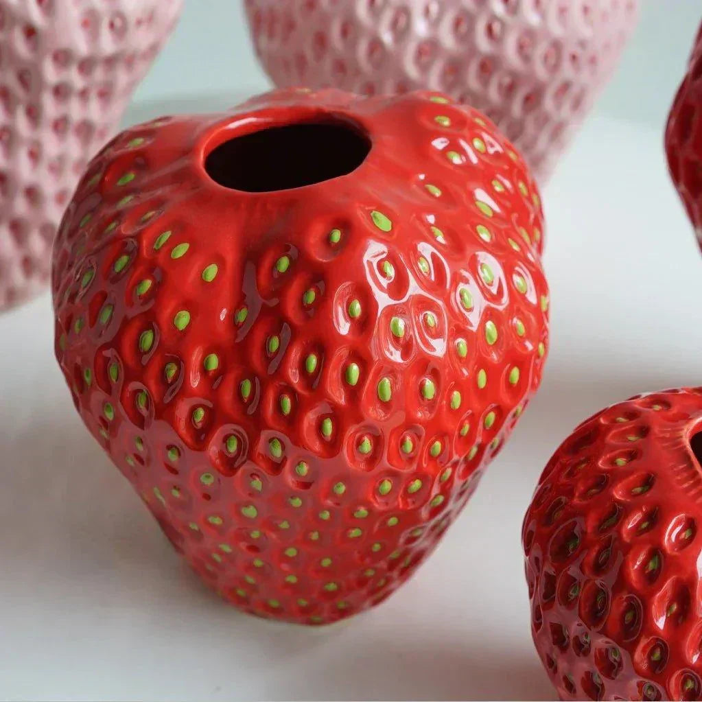 Vase en Céramique en Forme de Fraise Charmant pour Décoration Intérieure
