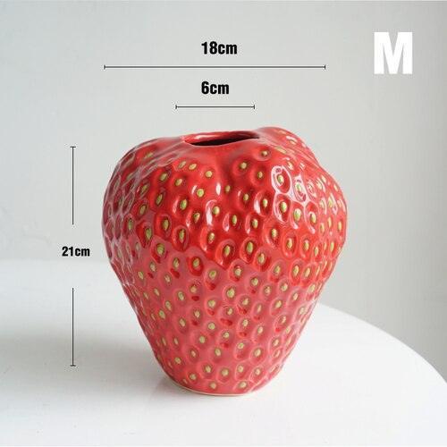 Vase en Céramique en Forme de Fraise Charmant pour Décoration Intérieure