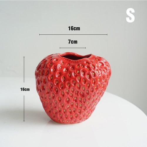 Vase en Céramique en Forme de Fraise Charmant pour Décoration Intérieure