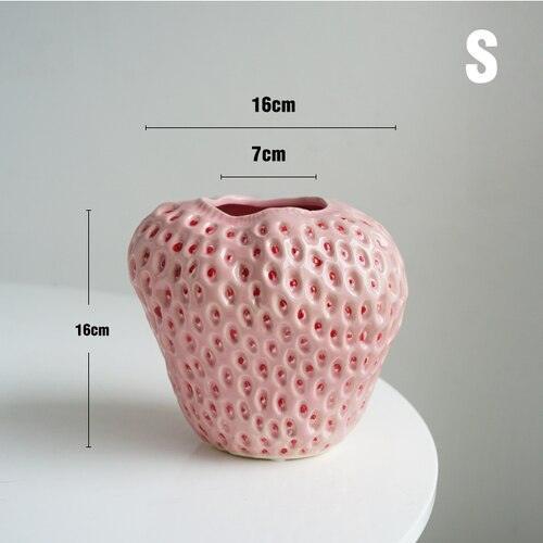 Vase en Céramique en Forme de Fraise Charmant pour Décoration Intérieure