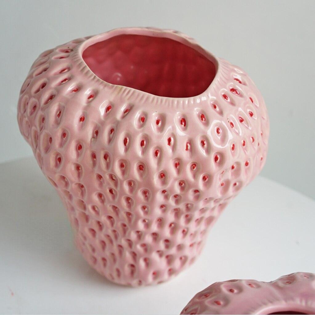 Vase en Céramique en Forme de Fraise Charmant pour Décoration Intérieure
