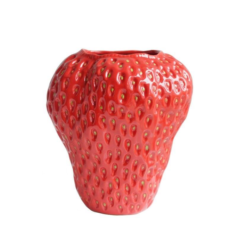 Vase en Céramique en Forme de Fraise Charmant pour Décoration Intérieure