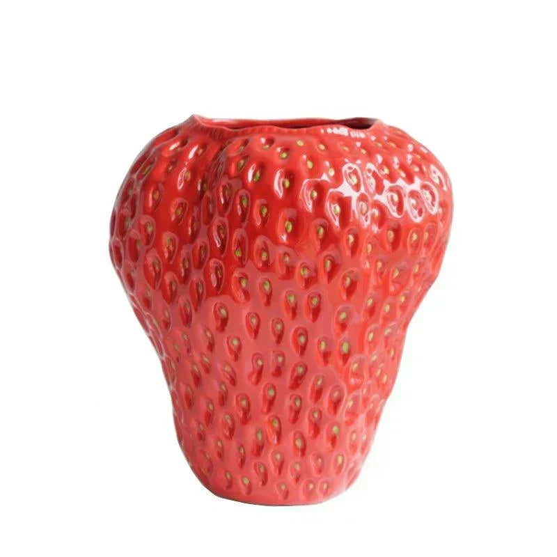 Vase en Céramique en Forme de Fraise Charmant pour Décoration Intérieure