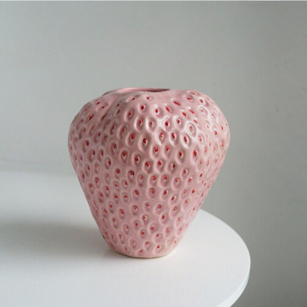 Vase en Céramique en Forme de Fraise Charmant pour Décoration Intérieure