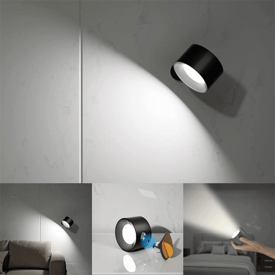 Lampe Murale Sans Fil – Éclairage LED Rechargeable et Ajustable à 360°
