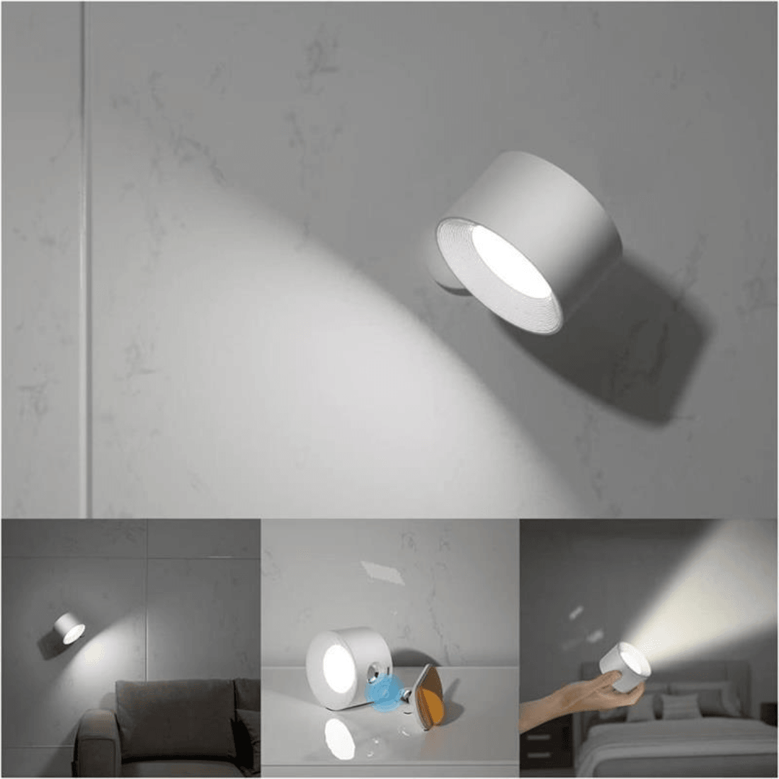 Lampe Murale Sans Fil – Éclairage LED Rechargeable et Ajustable à 360°