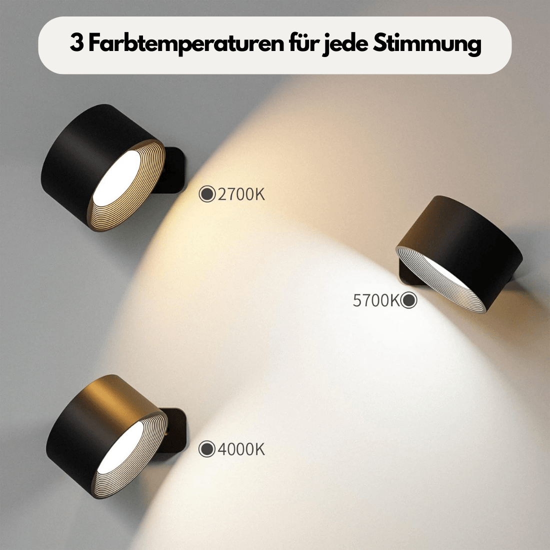 Lampe Murale Sans Fil – Éclairage LED Rechargeable et Ajustable à 360°
