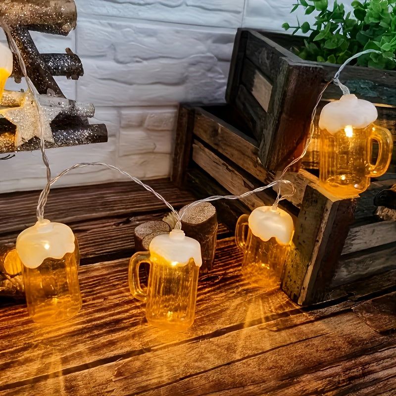 Oktoberfest Bière Lichterketting – 20 Lampes LED Blanc Chaud, Fonctionnant sur Piles