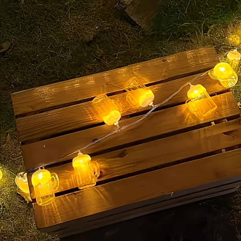 Oktoberfest Bière Lichterketting – 20 Lampes LED Blanc Chaud, Fonctionnant sur Piles