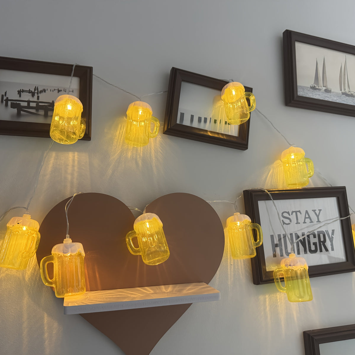 Oktoberfest Bière Lichterketting – 20 Lampes LED Blanc Chaud, Fonctionnant sur Piles