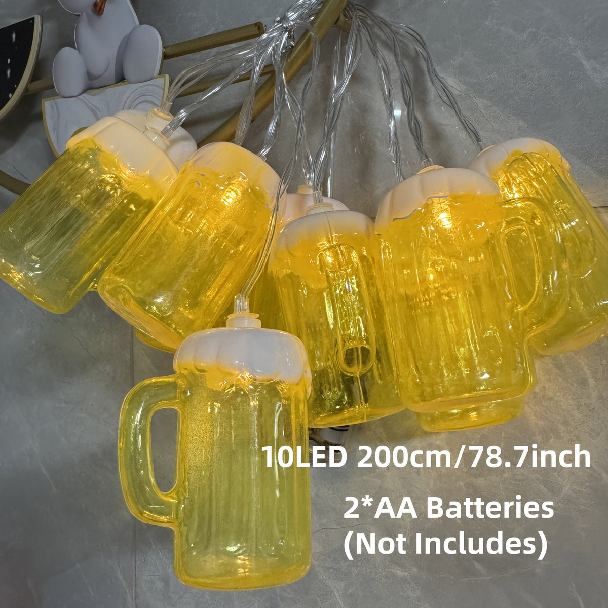 Oktoberfest Bière Lichterketting – 20 Lampes LED Blanc Chaud, Fonctionnant sur Piles