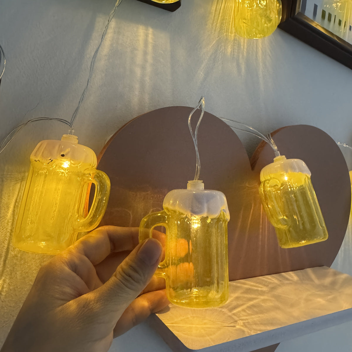 Oktoberfest Bière Lichterketting – 20 Lampes LED Blanc Chaud, Fonctionnant sur Piles