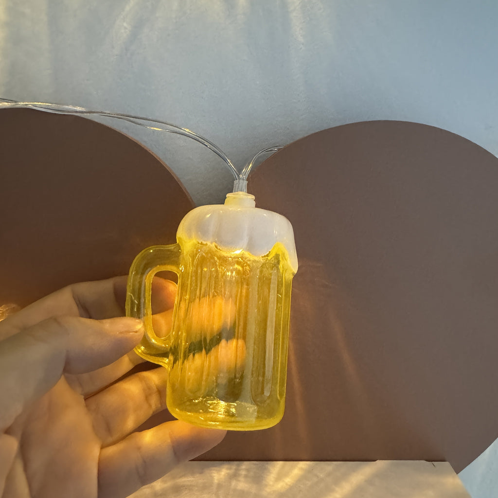 Oktoberfest Bière Lichterketting – 20 Lampes LED Blanc Chaud, Fonctionnant sur Piles