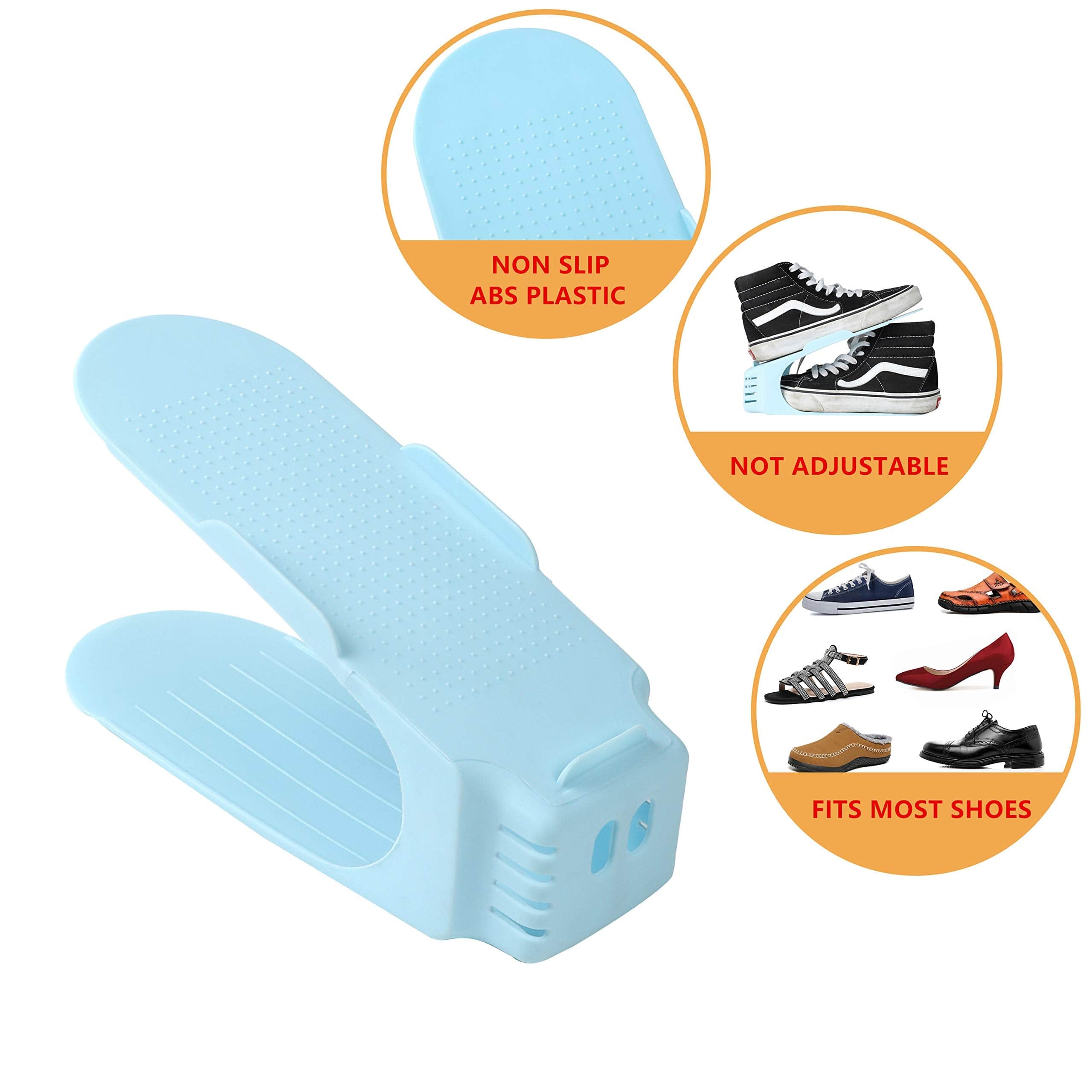 Organisateur de chaussures pour placard, set de 6 | Étagère à chaussures gain de place pour une utilisation double de l'espace de rangement | Support à chaussures empilable