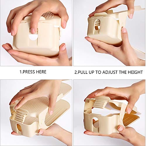 Organisateur de chaussures pour placard, set de 6 | Étagère à chaussures gain de place pour une utilisation double de l'espace de rangement | Support à chaussures empilable