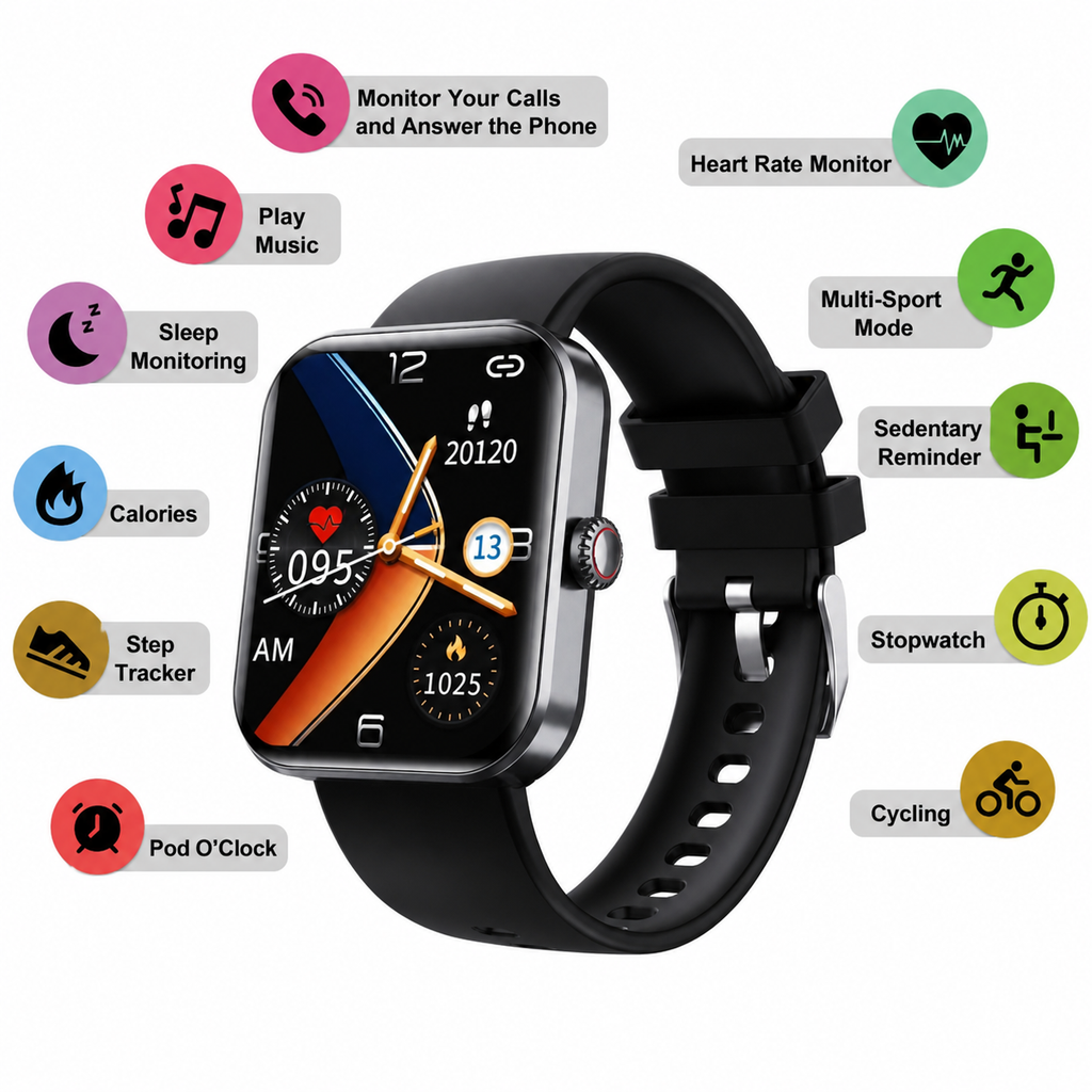 Moniteur de Glucose Non-Invasif Montre Intelligente pour iOS & Android