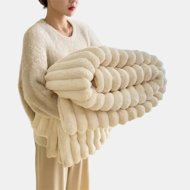 Couverture Polaire en Flanelle à Rayures – Plaid Doux et Moelleux Toutes Saisons