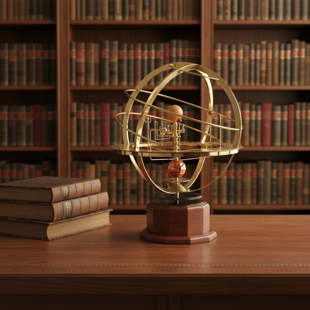 Laiton Céleste | Orrery du Système Solaire avec Rotation Manuelle | Modèle de Bureau Élégant pour Affichage Éducatif
