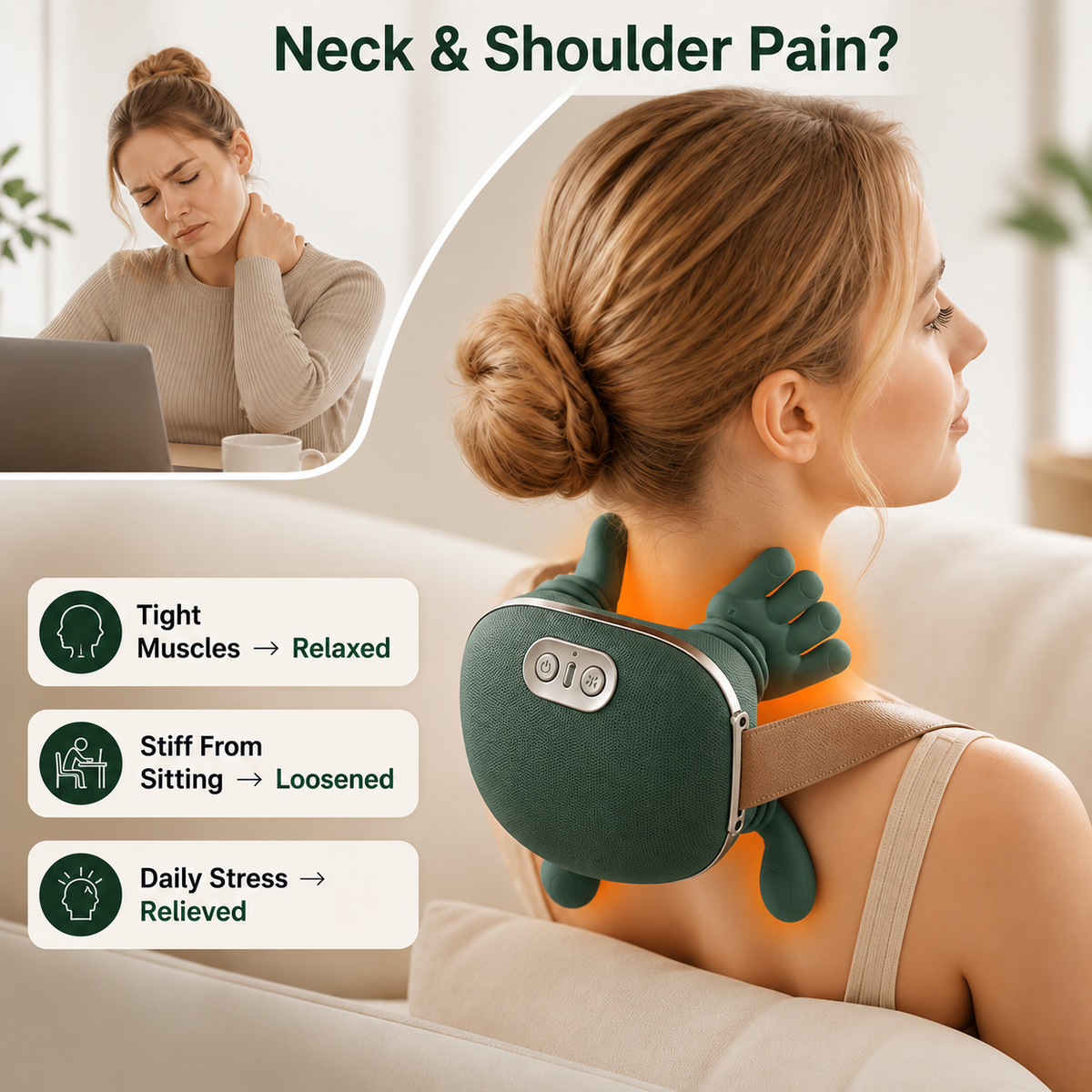 CerviEase™ — Dissipez rapidement la douleur au cou et aux épaules pour une liberté tout au long de la journée