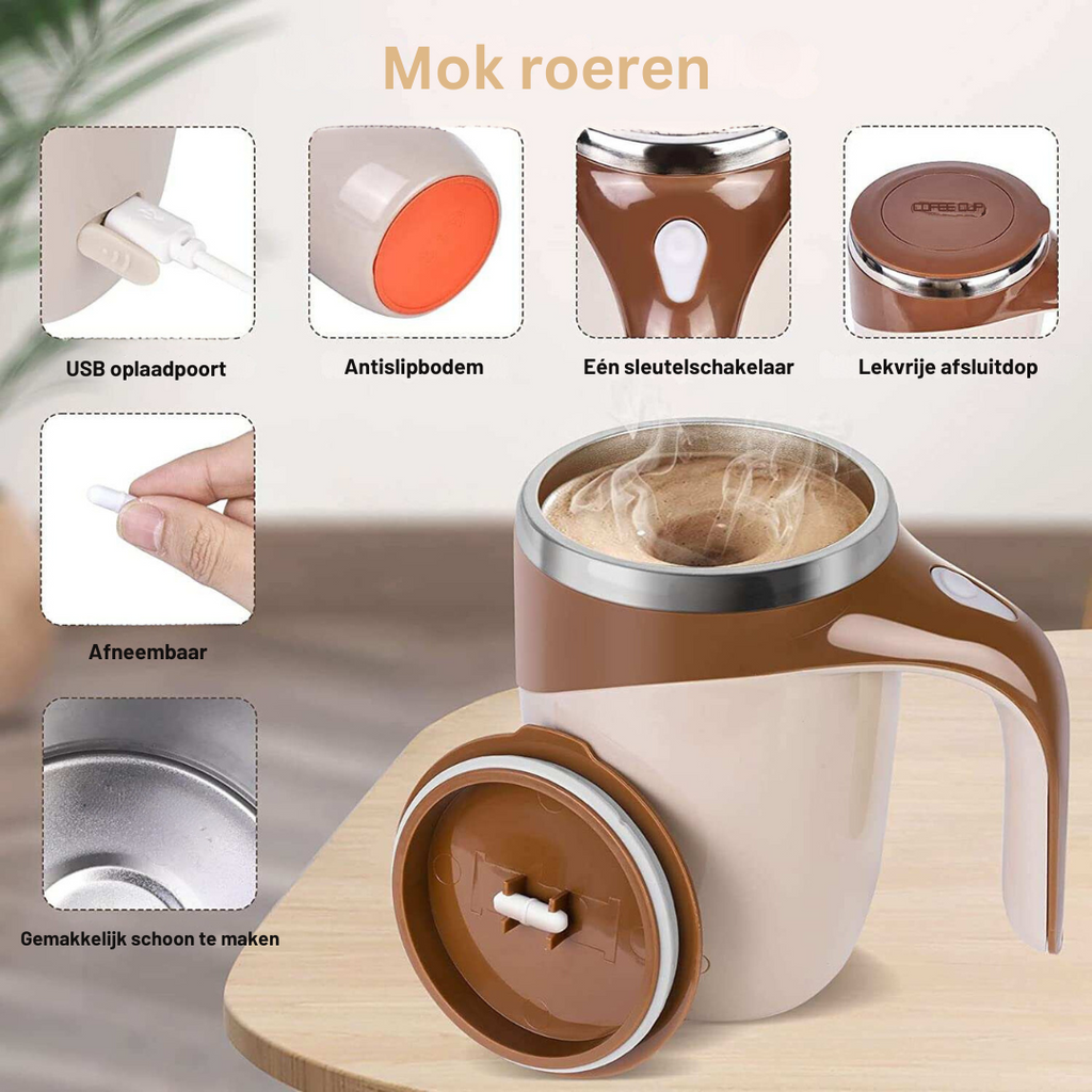 Gobelet de Voyage Auto-Mélangeur 380 ml avec Mixeur USB – Mélangeur Électrique pour Café et Protéines