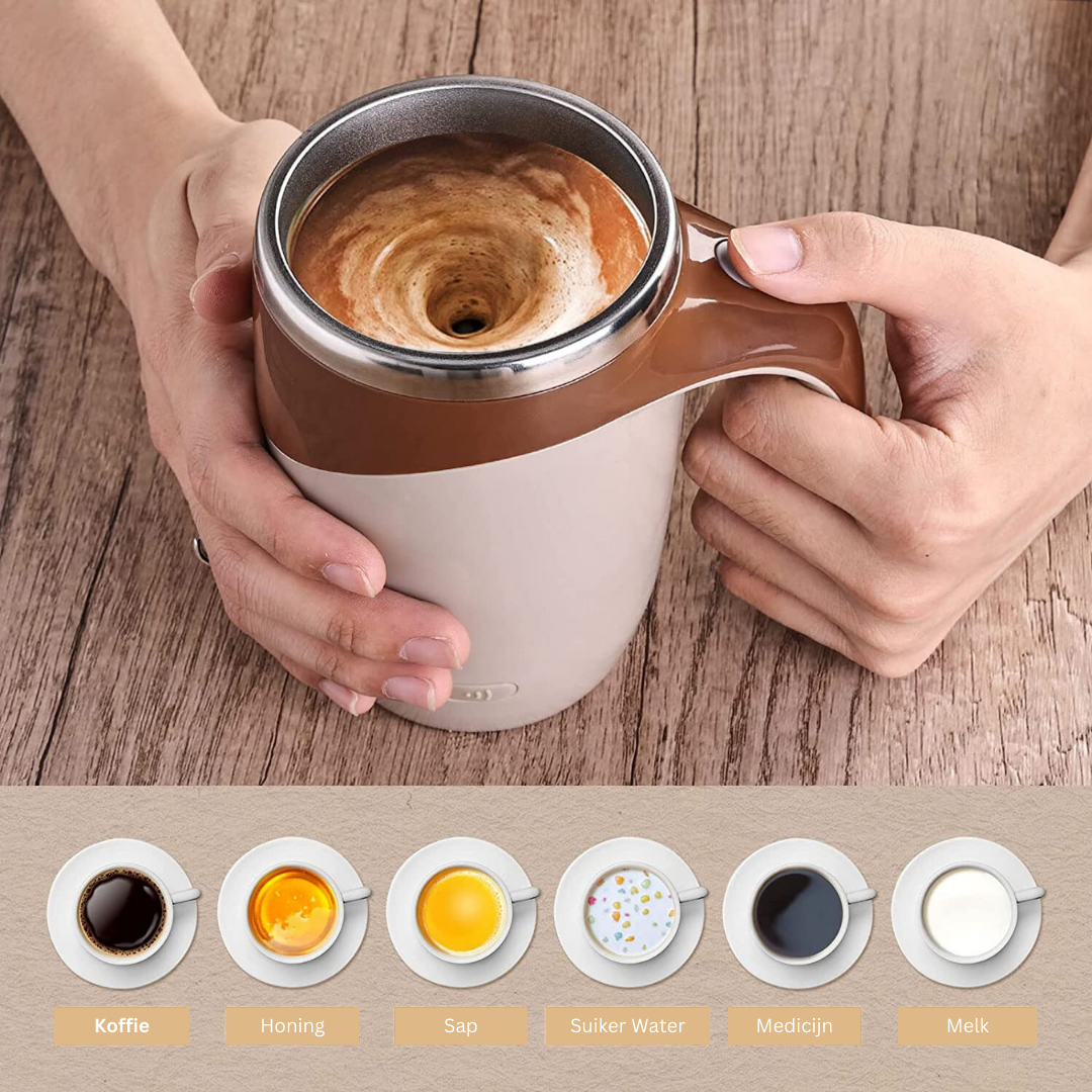 Gobelet de Voyage Auto-Mélangeur 380 ml avec Mixeur USB – Mélangeur Électrique pour Café et Protéines