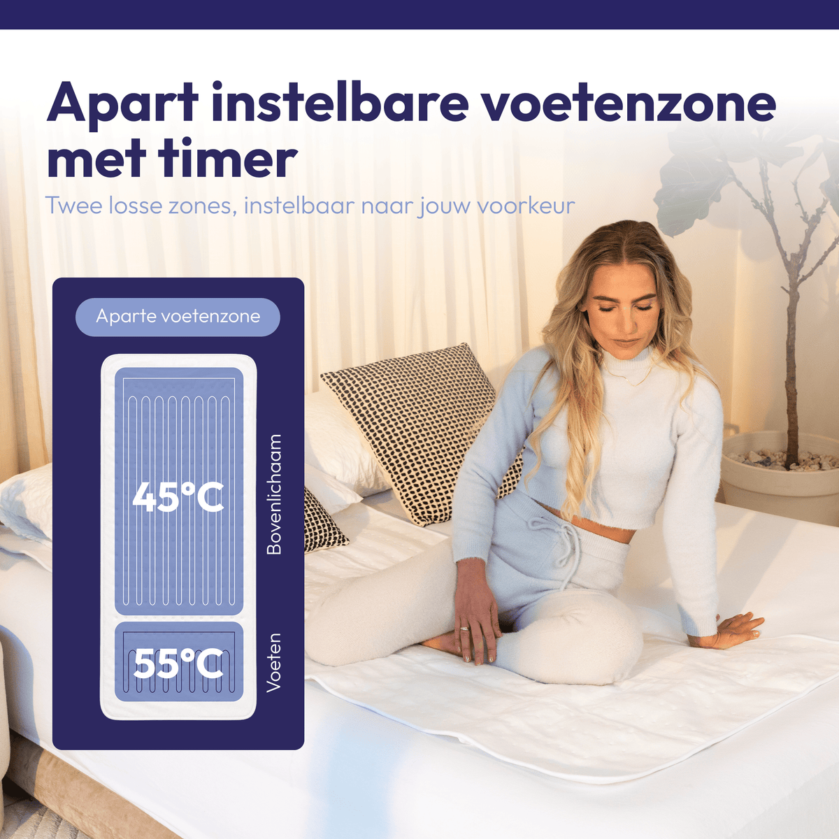 Couverture Électrique 190 x 90 cm – Avec Zone de Chaleur pour les Pieds