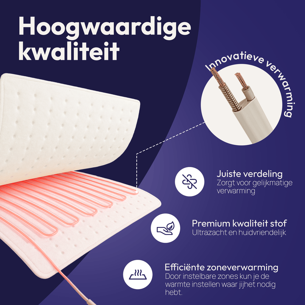 Couverture Électrique 190 x 90 cm – Avec Zone de Chaleur pour les Pieds