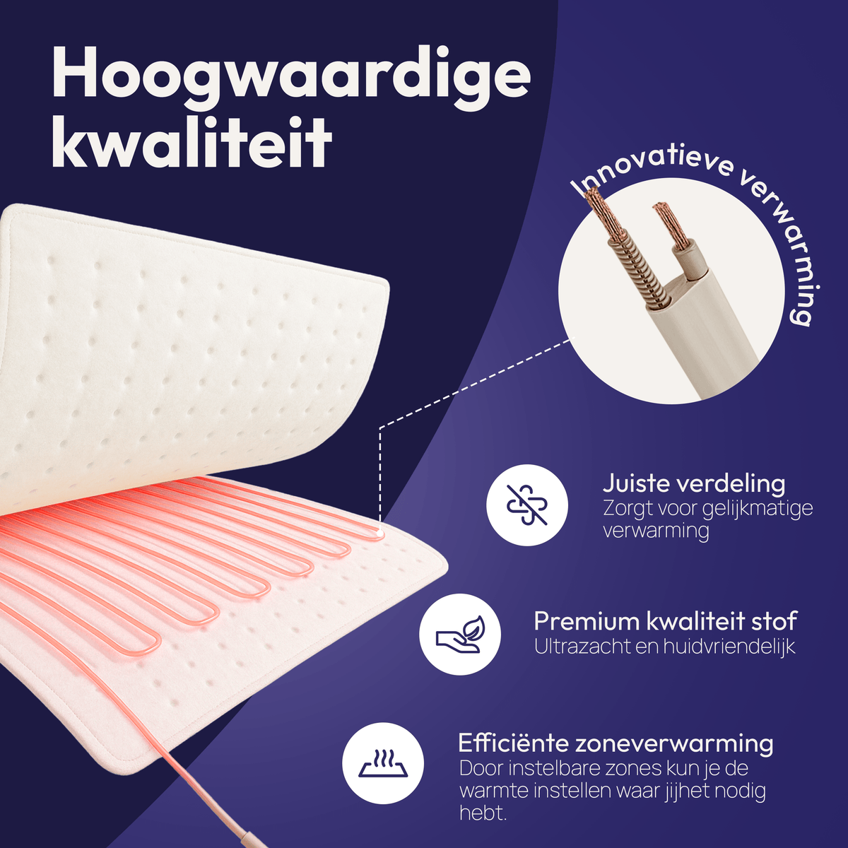 Couverture Électrique 190 x 90 cm – Avec Zone de Chaleur pour les Pieds