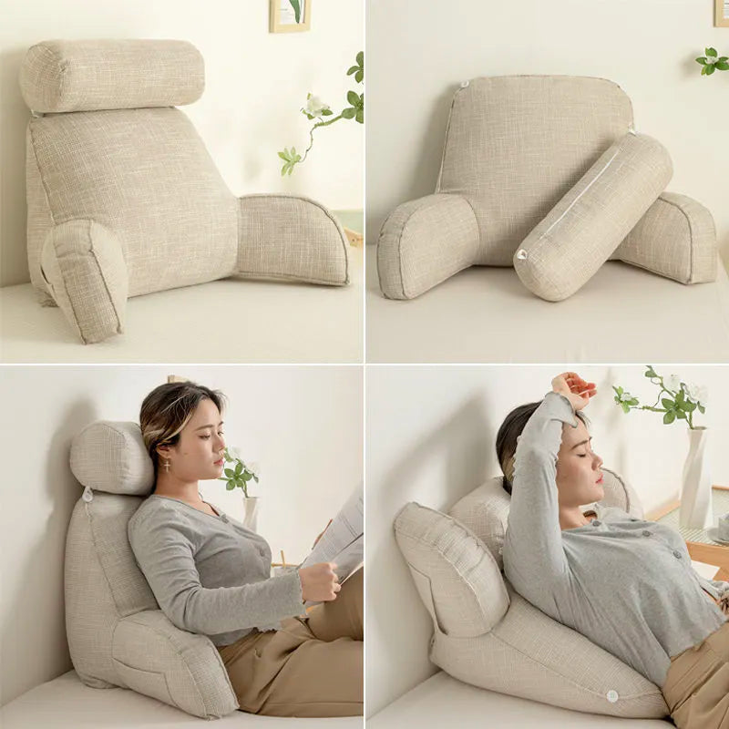 Havre de Confort | Coussin Lombaire avec Appui-tête et Accoudoirs Réglables | Coussin pour Soulager les Douleurs au Dos