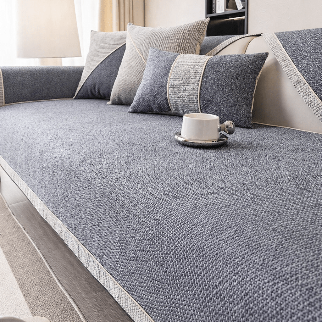 Housse de canapé en coton-lin antidérapante toutes saisons – Design respirant