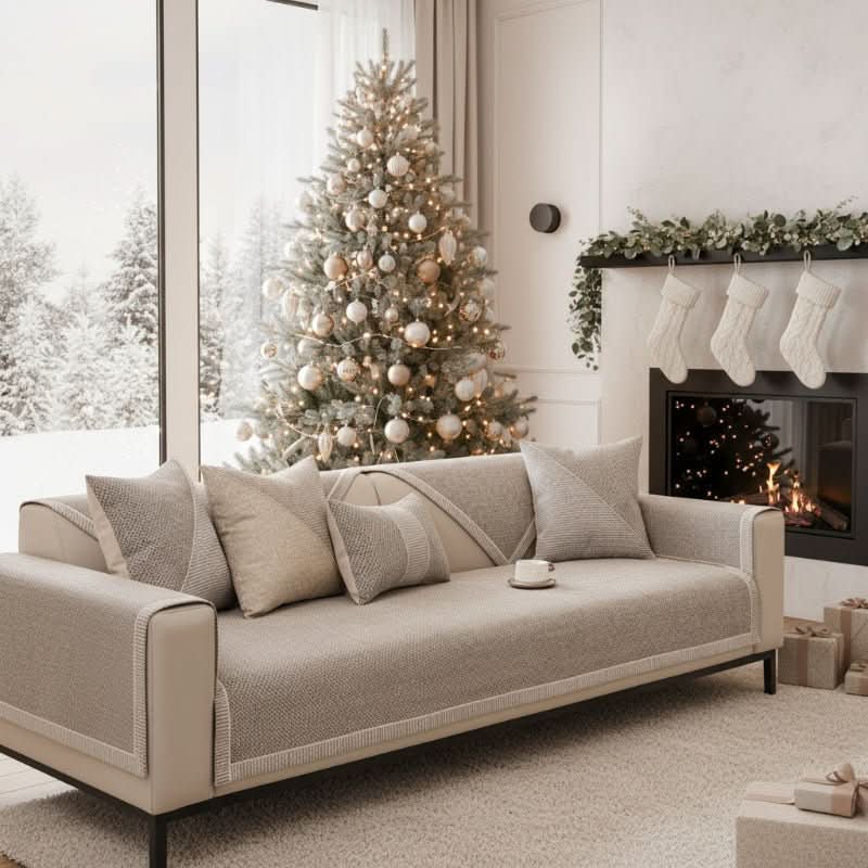 Housse de canapé en coton-lin antidérapante toutes saisons – Design respirant
