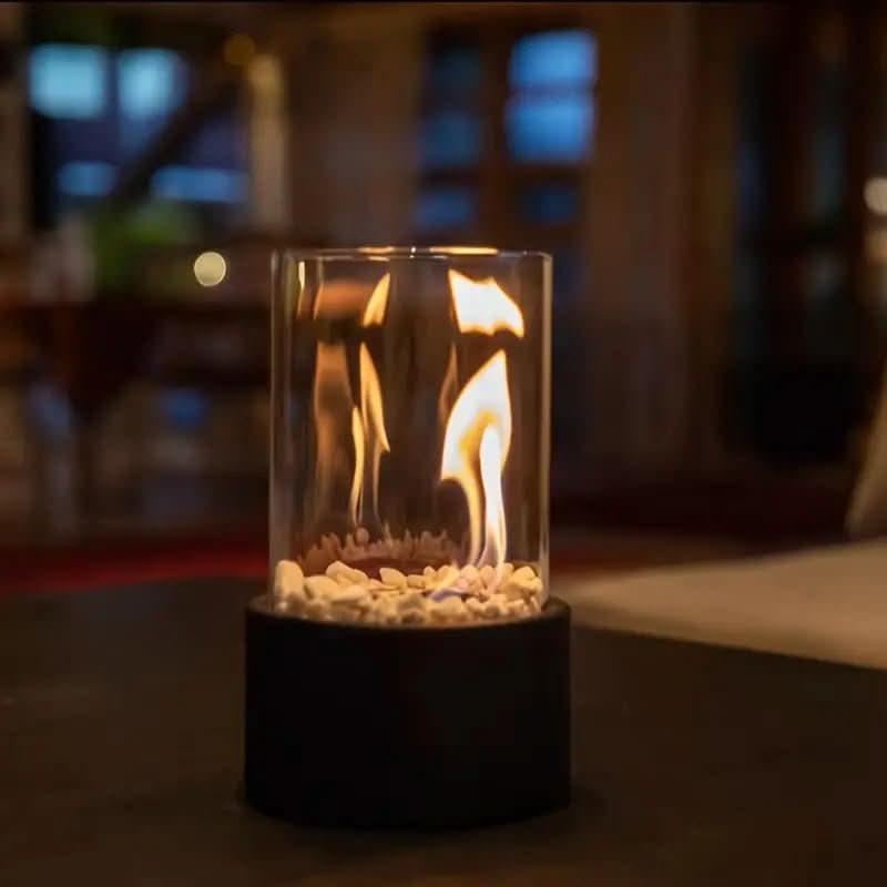 Cheminée de table GemütlicheFlamme – Cheminée de table moderne en bioéthanol avec un véritable jeu de flammes et un design scandinave