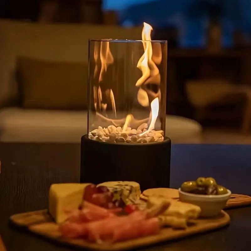 Cheminée de table GemütlicheFlamme – Cheminée de table moderne en bioéthanol avec un véritable jeu de flammes et un design scandinave