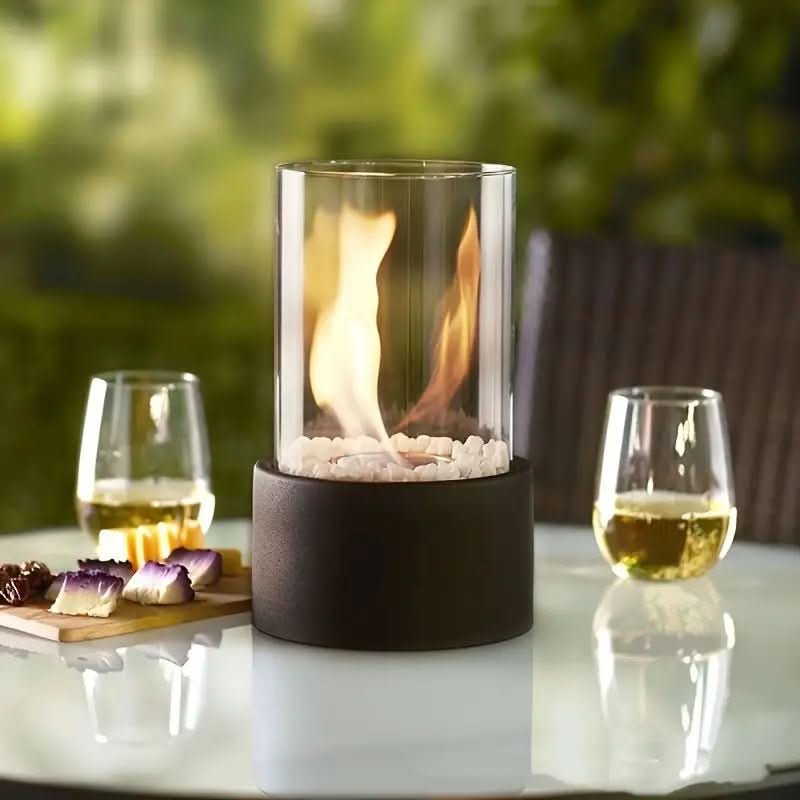 Cheminée de table GemütlicheFlamme – Cheminée de table moderne en bioéthanol avec un véritable jeu de flammes et un design scandinave