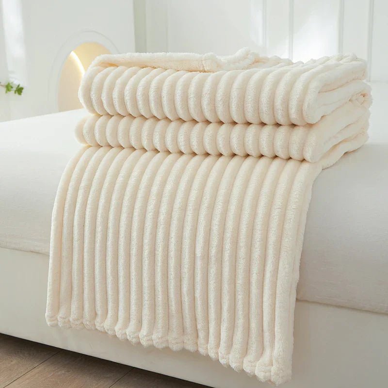 Couverture Polaire en Flanelle à Rayures – Plaid Doux et Moelleux Toutes Saisons