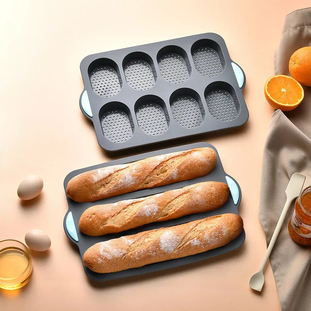 Moule à Baguette en Silicone avec Revêtement Antiadhésif – Moule à Pain Flexible