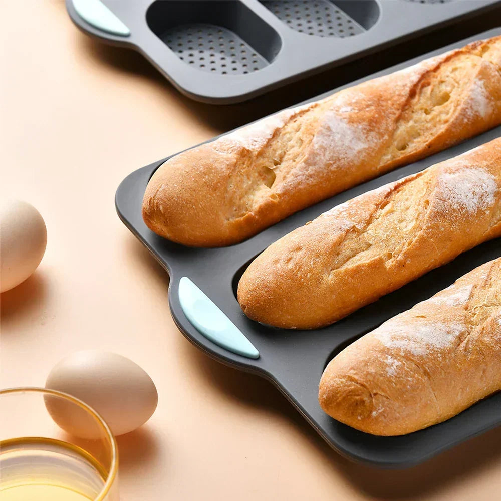 Moule à Baguette en Silicone avec Revêtement Antiadhésif – Moule à Pain Flexible