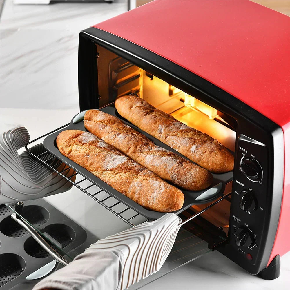 Moule à Baguette en Silicone avec Revêtement Antiadhésif – Moule à Pain Flexible