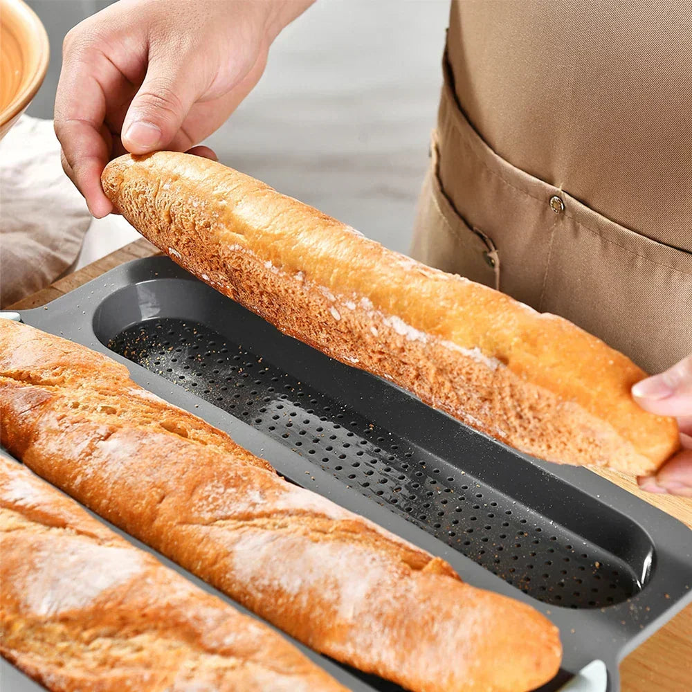 Moule à Baguette en Silicone avec Revêtement Antiadhésif – Moule à Pain Flexible