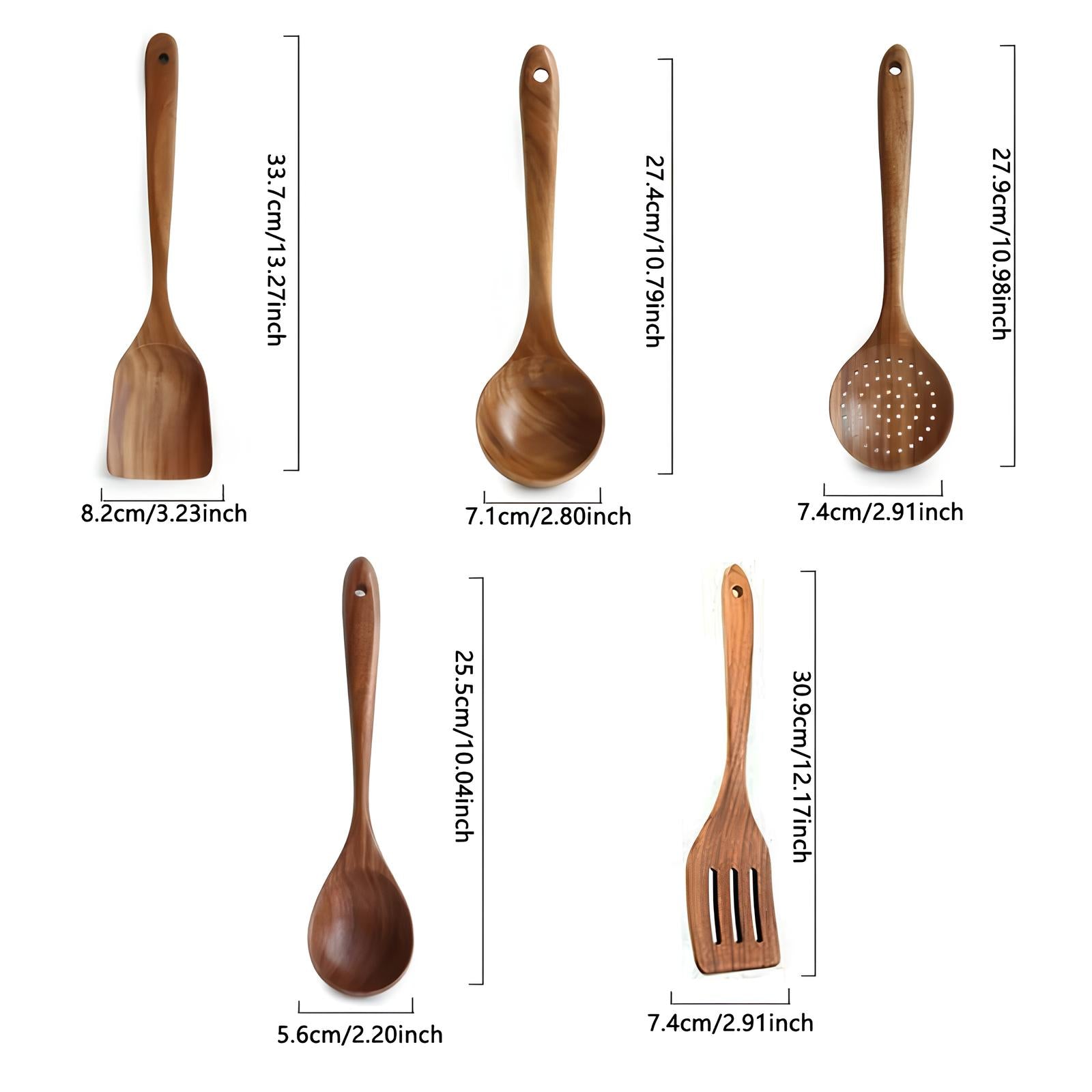 Ensemble d'ustensiles de cuisine en bois naturel Skanto