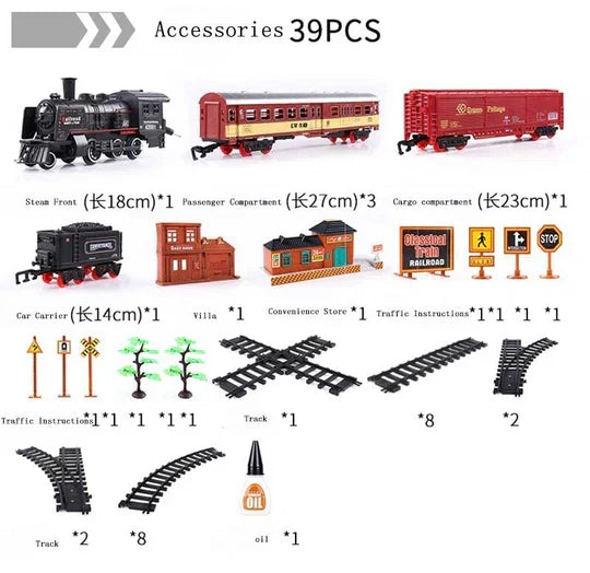 Collection Ultime de Trains HO en 39 Pièces avec Fumée et Lumières Réelles