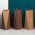 Poubelle en Bois Géométrique avec Couvercle pour Espaces Modernes