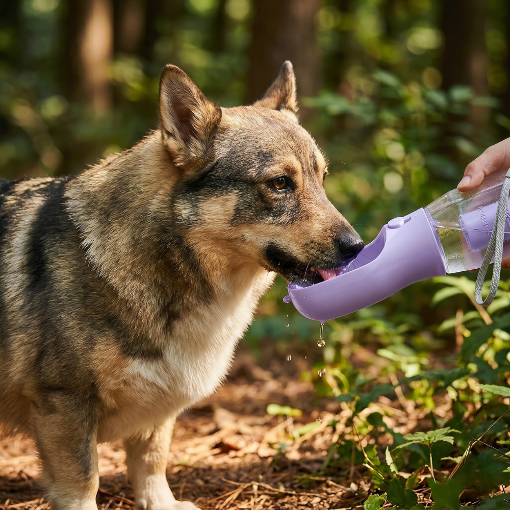 Bouteille d'eau 3-en-1 pour chien avec conteneur de nourriture