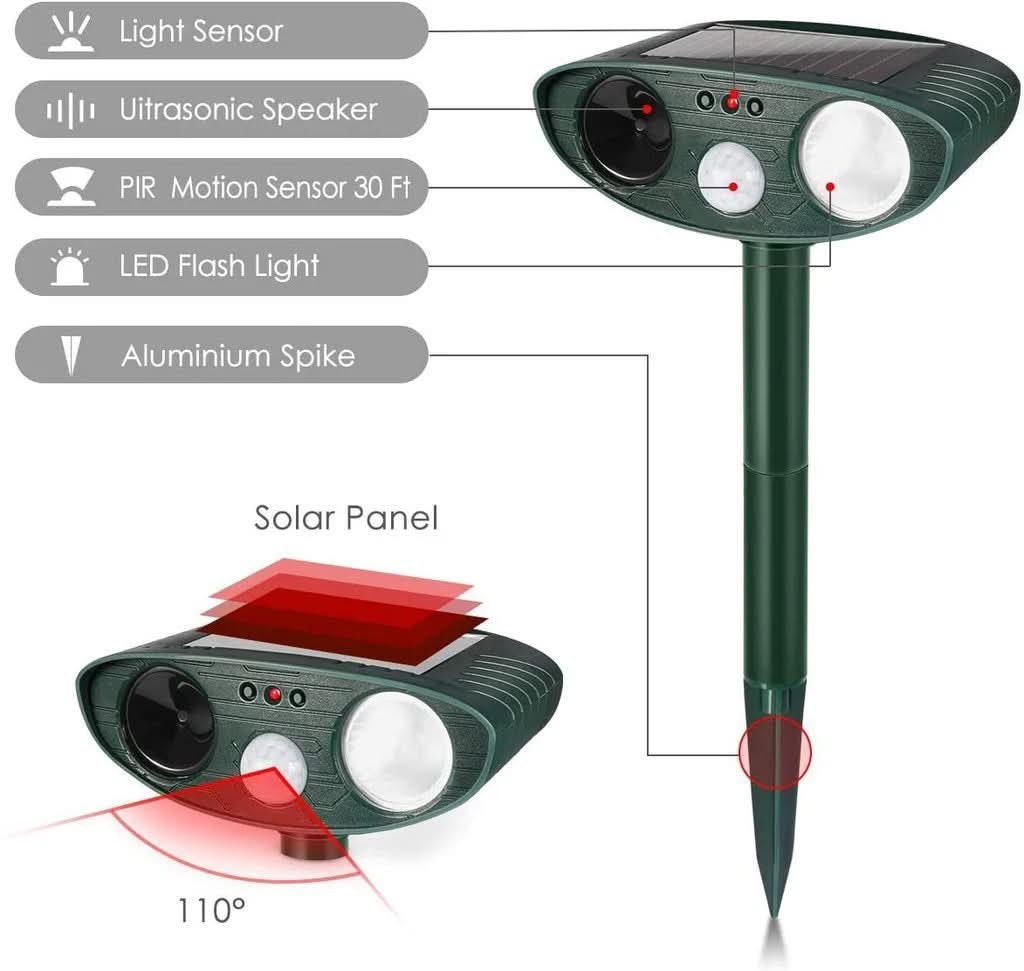 Répulsif Ultrasonique Solaire à Détection de Mouvement pour Cerfs - Pack de 4