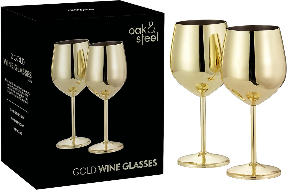 Verres à vin en acier inoxydable doré élégants avec design incassable | Parfaits pour les bars à domicile et les rassemblements en plein air