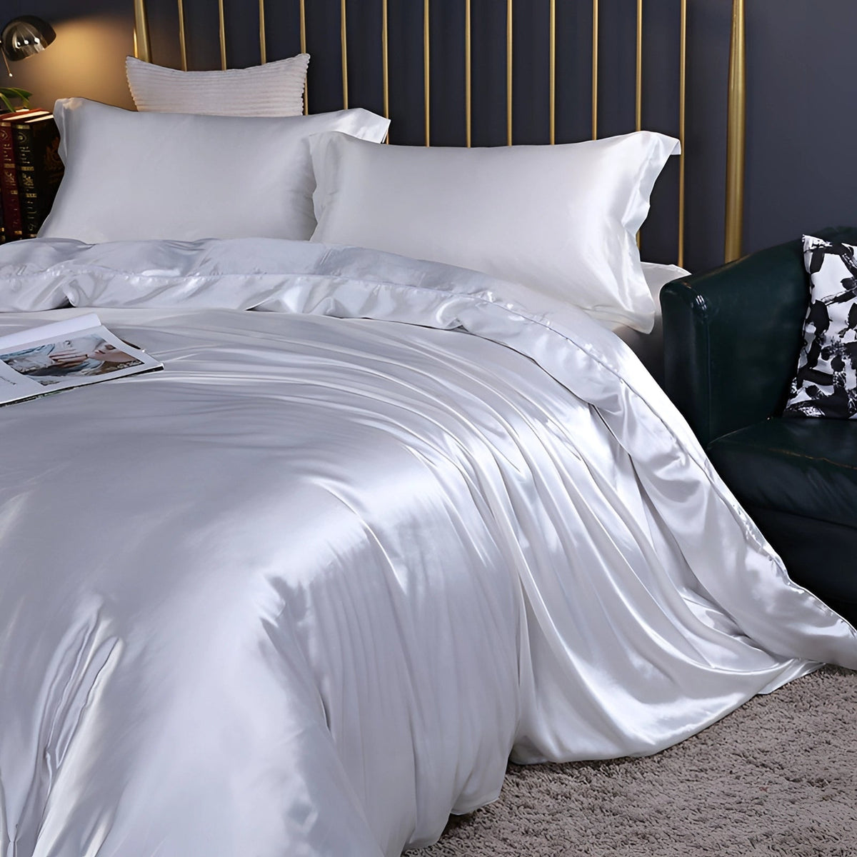 Ensemble de Literie en Soie Élégante | Housses de Couette Hypoallergéniques pour un Confort Luxueux